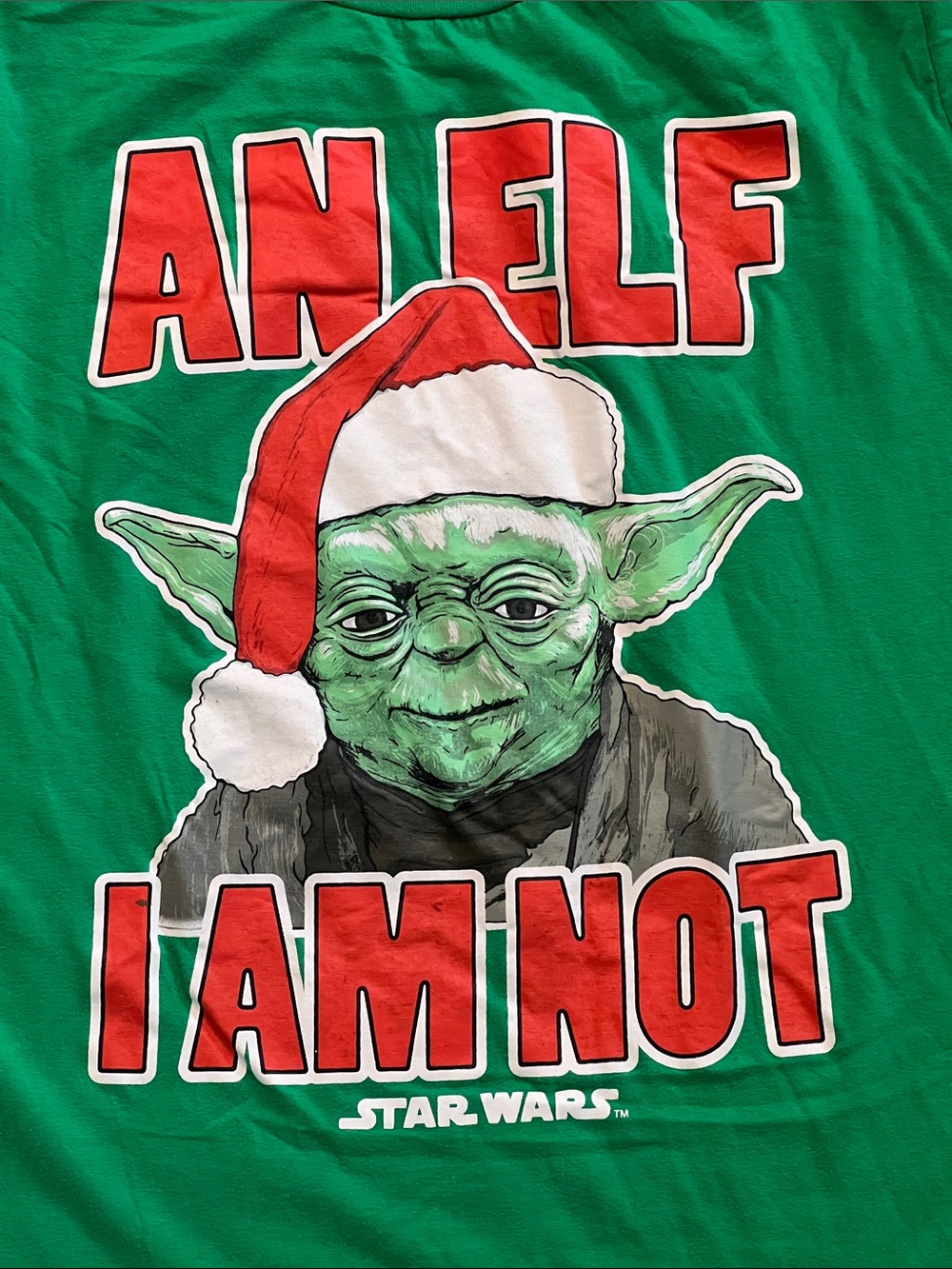 Star Wars men’s Green Yoda 'An Elf I Am Not' Holiday T-Shirt Christmas z92
